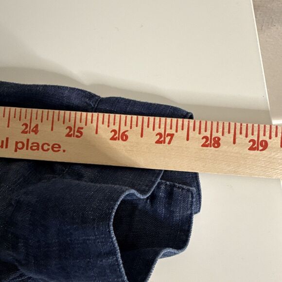 Chico's Size 3 XL Embellished Beaded Denim Tunic Top Shirt Blue Tencel Chambray - Picture 9 of 13